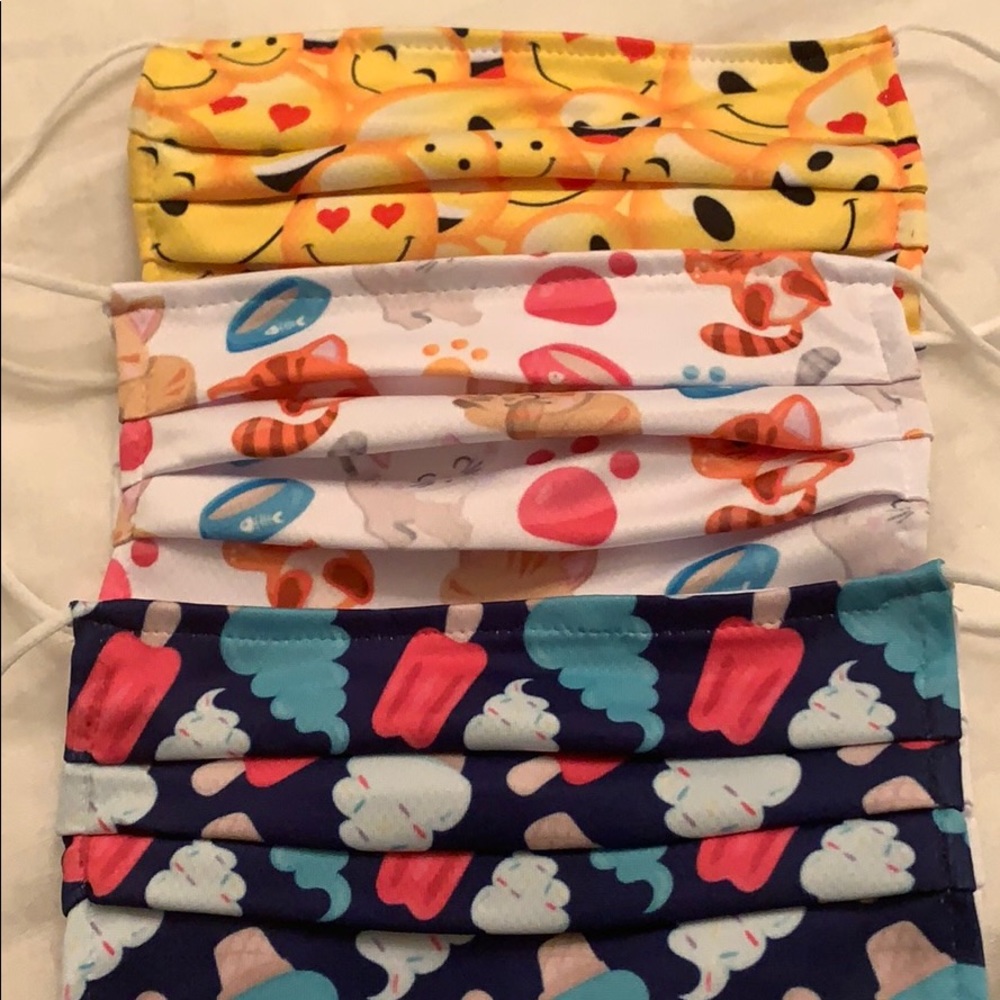 Fun face masks!! Adult size with prints- 3 pack